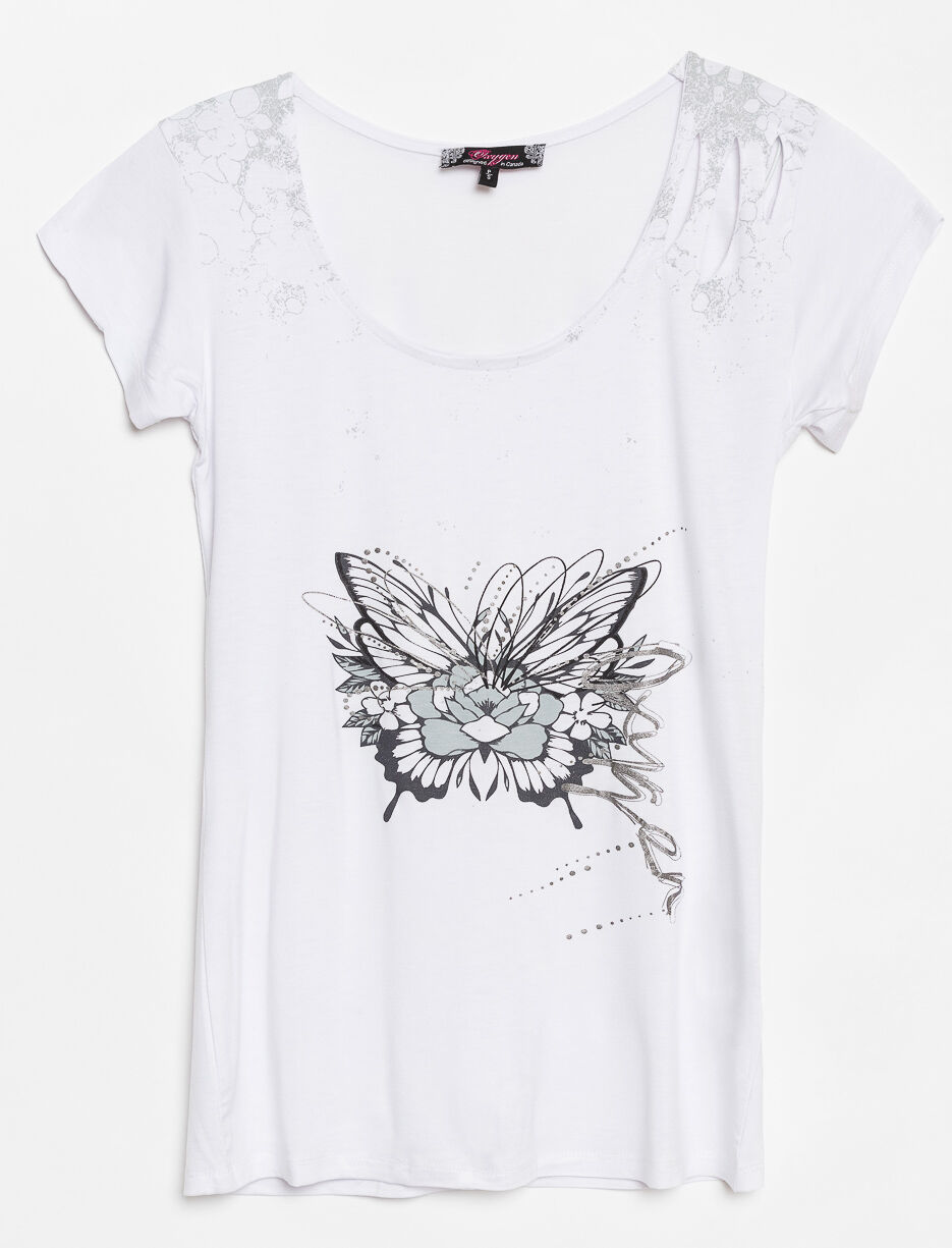 T-shirt imprimé à découpes