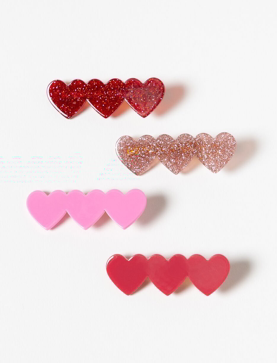 Heart-shaped Hair Clips - Pack of 4
