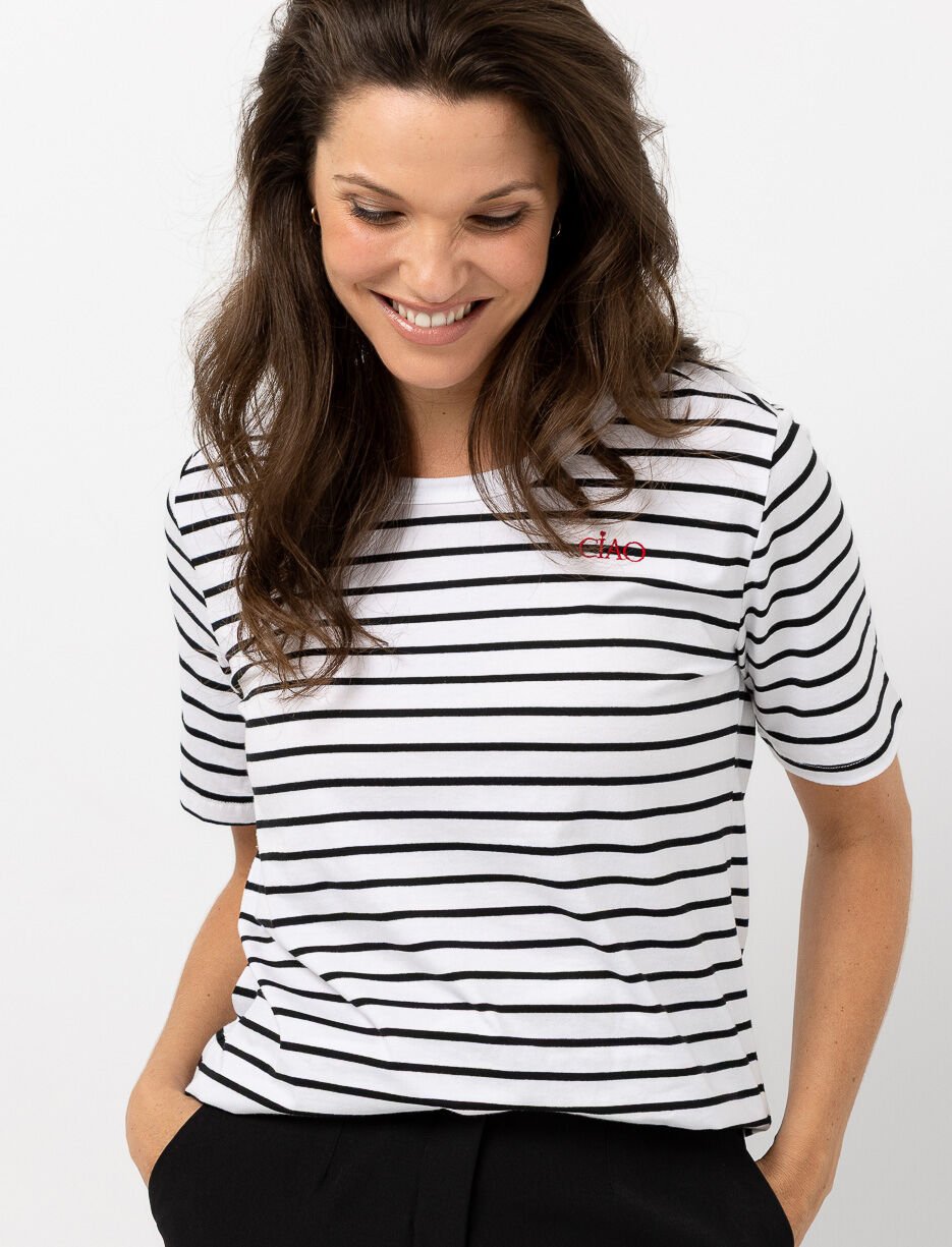 T-shirt à rayures brodé