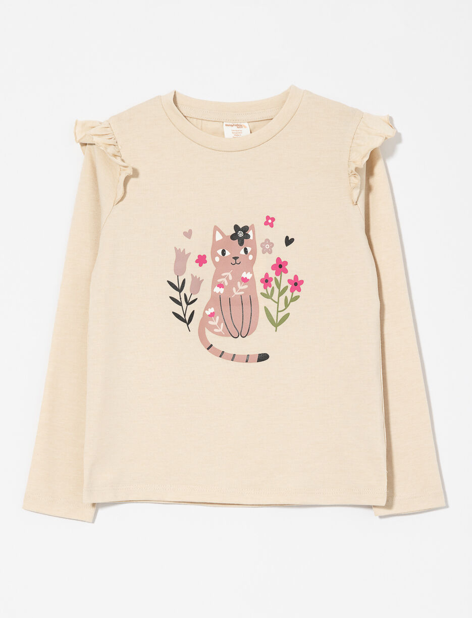 T-shirt imprimé à volants - petite fille