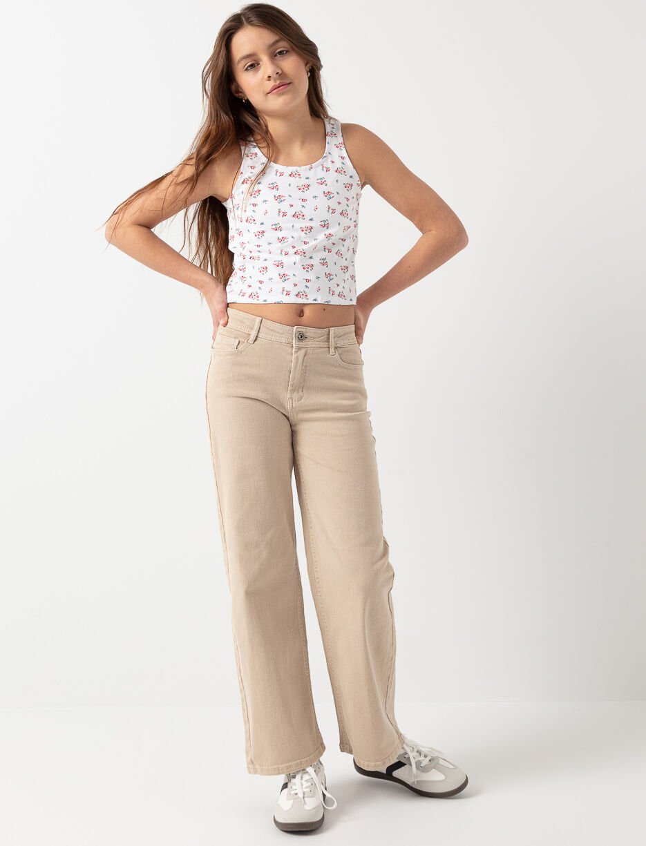 Pantalon jambe large à taille régulière Pantalon jambe large à taille régulière