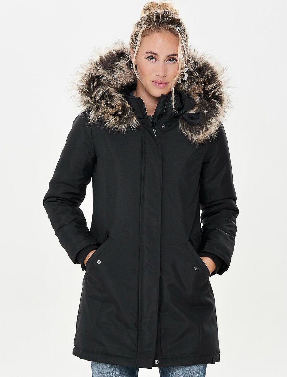 Manteau d'hiver à capuchon de fausse fourrure