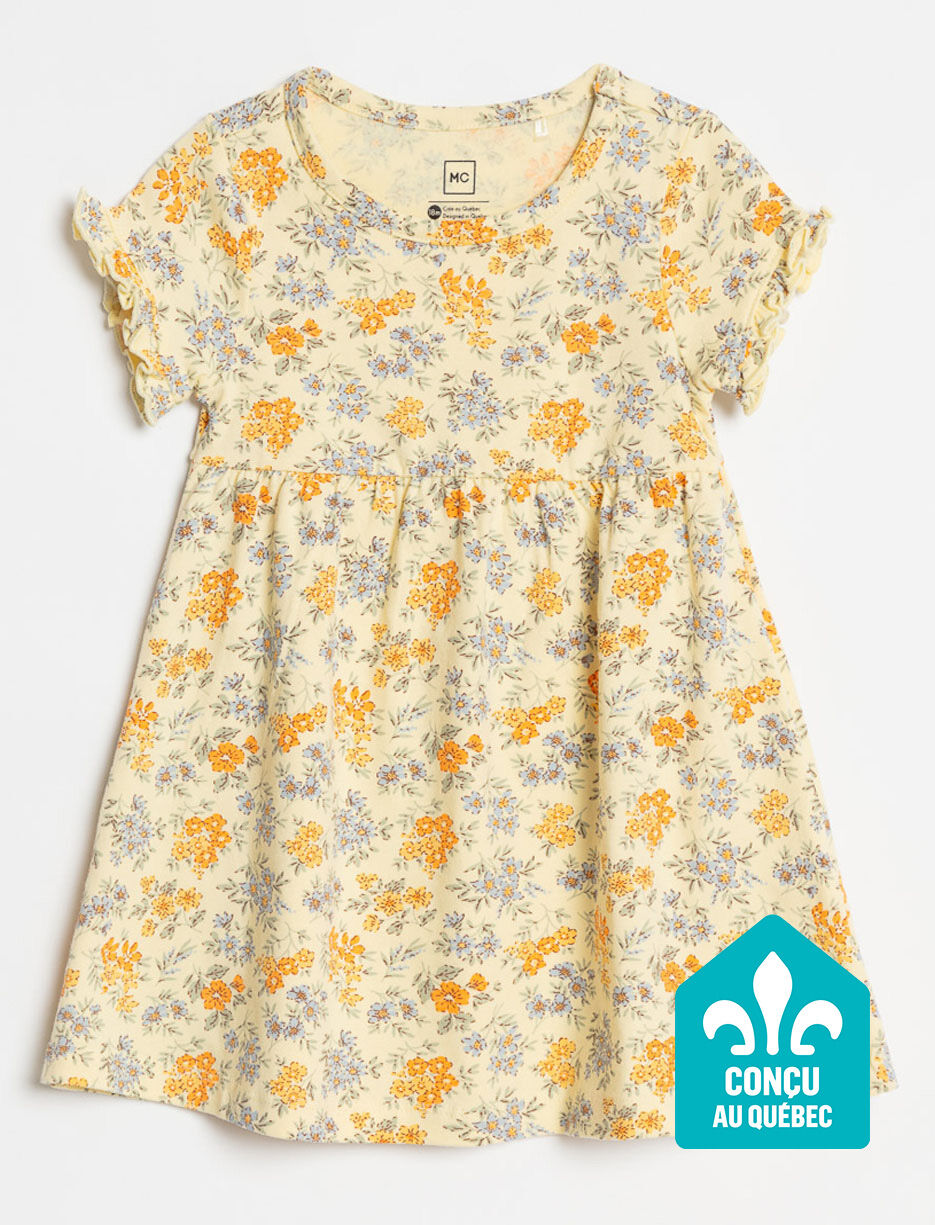 Robe fleurie &agrave; manches courtes