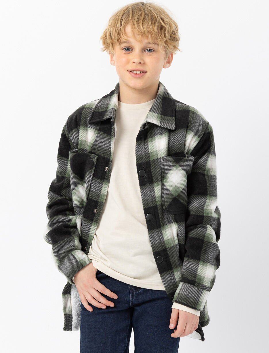 Plaid Sherpa-lined Shacket