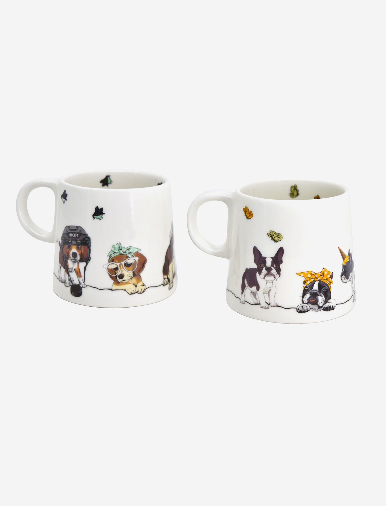Ensemble de 2 tasses chiens en porcelaine fine