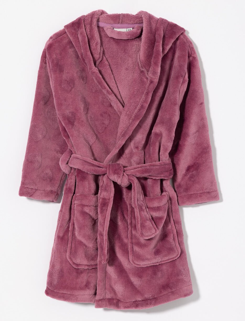 Robe de chambre en peluche à coeurs - petite fille