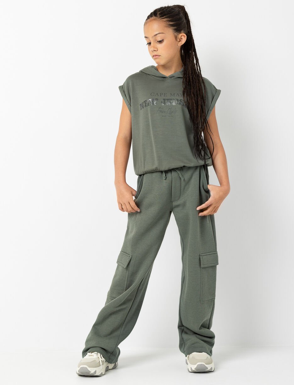 Fleece Wide-leg Cargo Pants