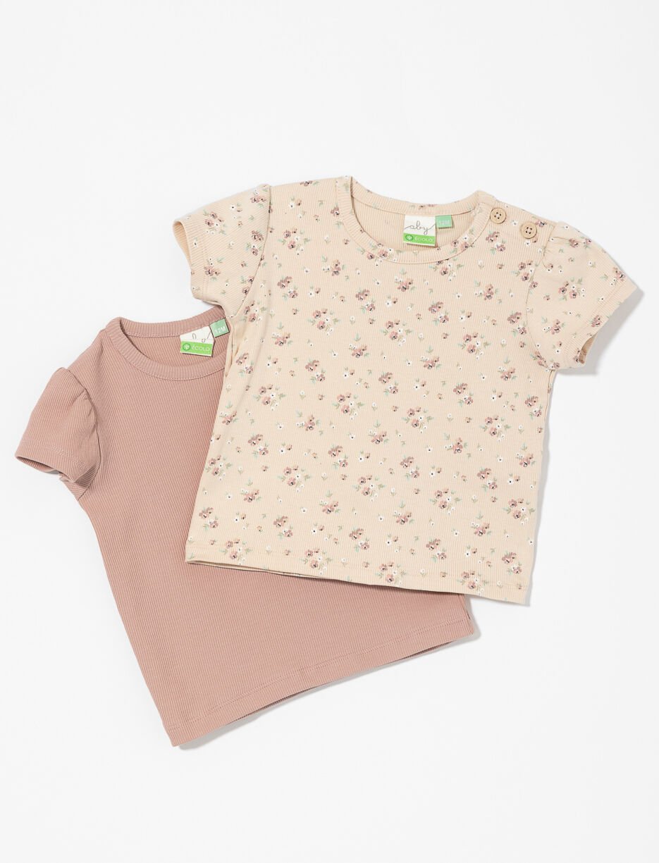 Ribbed T-shirts for Baby Girl - Pack of 2