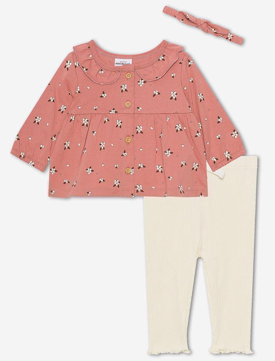 Ens. 2 pièces t-shirt fleuri et legging