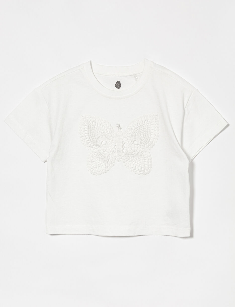 T-shirt court &agrave; broderie