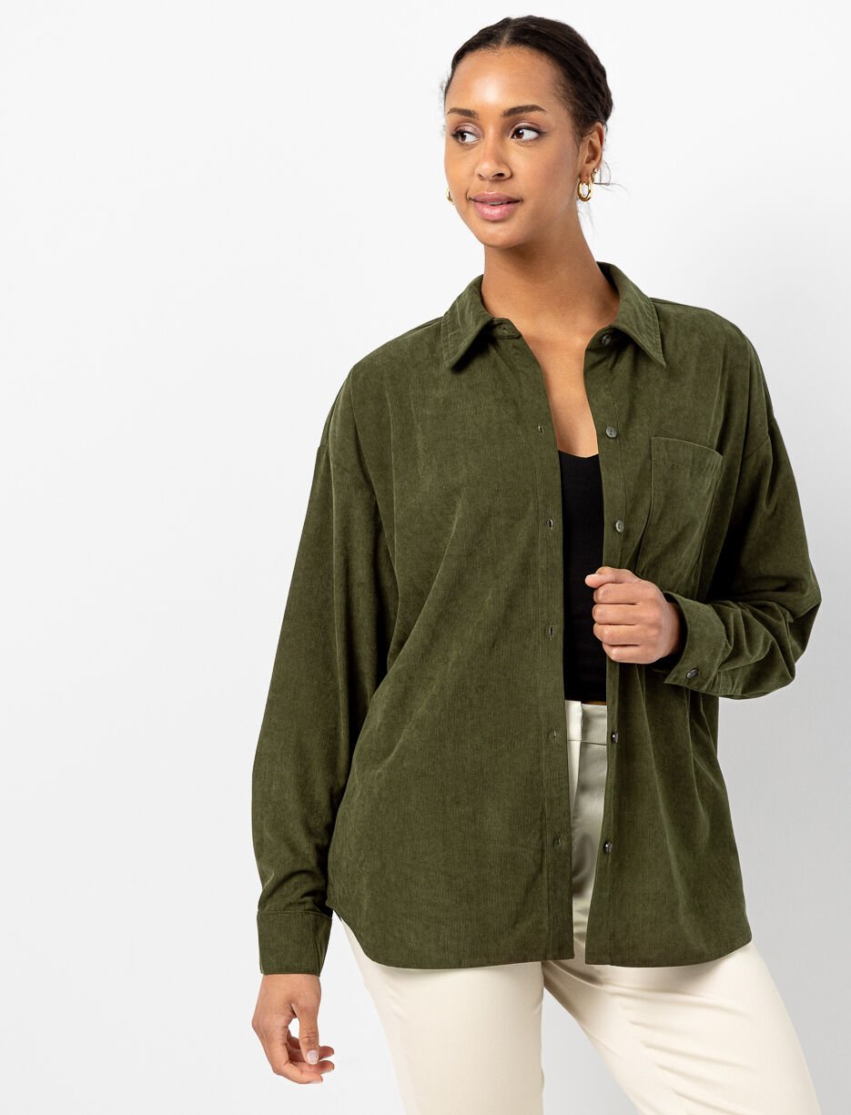 Veste-chemise unie à poche