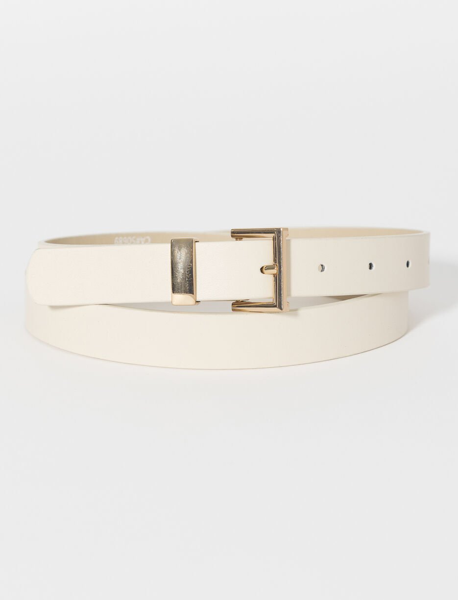 Faux Leather Belt with Square Buckle
