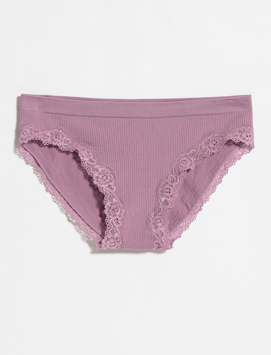 Ribbed Bikini Panty with Lace