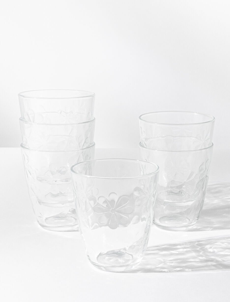 Floral Pattern Glasses - Set of 6