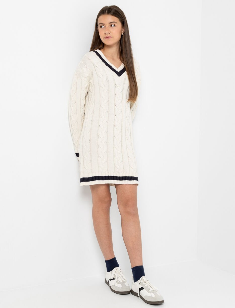 Robe en tricot à col en V
