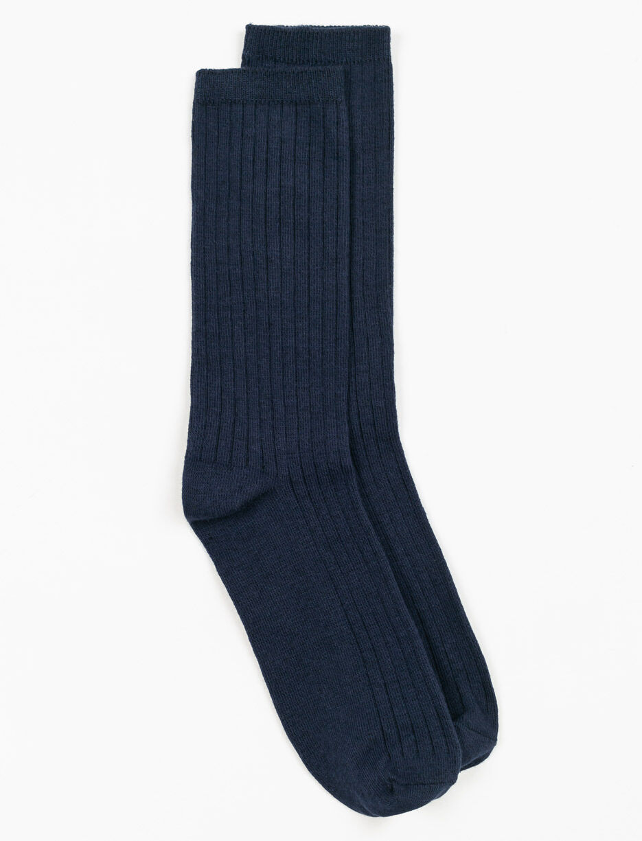 Chaussettes mi-mollet côtelées en coton bio