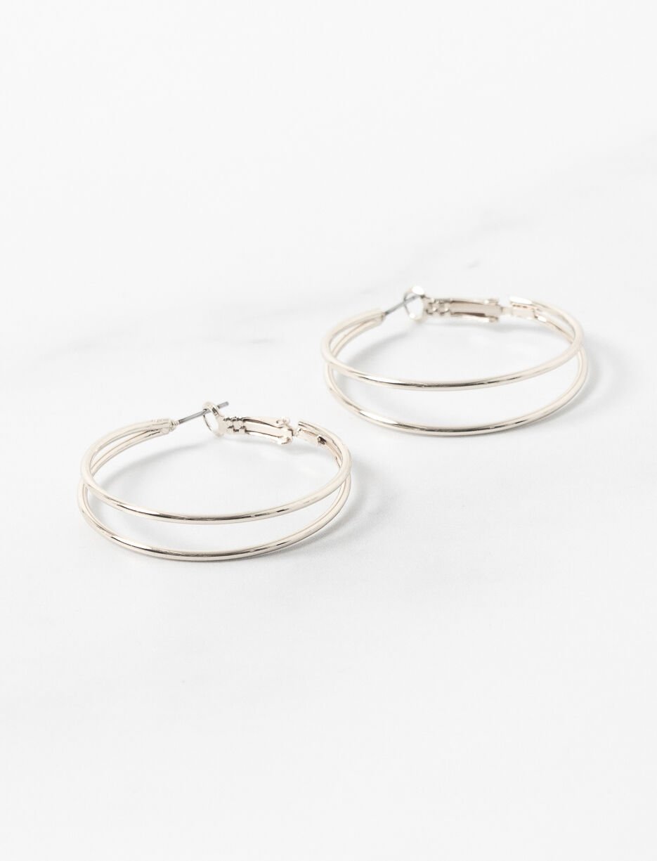 Boucles d'oreilles anneaux doubles argentées