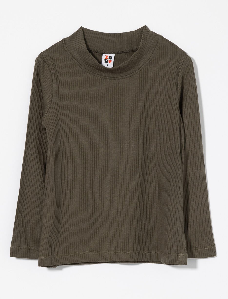 T-shirt côtelé à col montant - petite fille