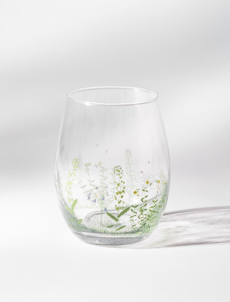Verre &agrave; vin sans pied feuillage