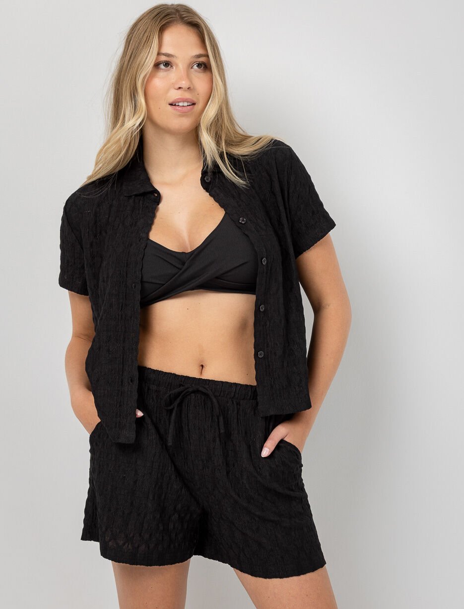 Short en maille crochetée à taille élastique