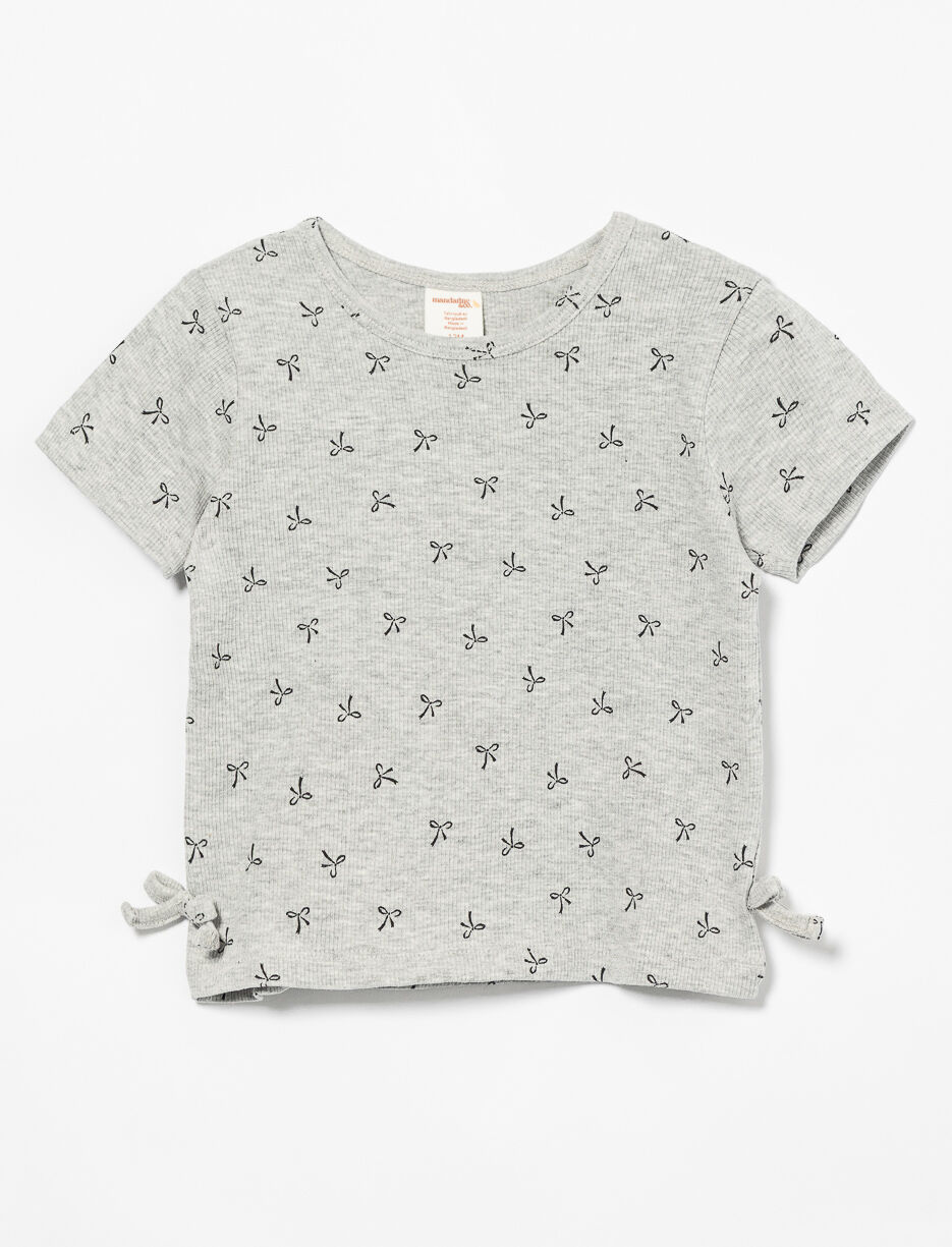 T-shirt côtelé à noeuds avec fentes - bébé fille