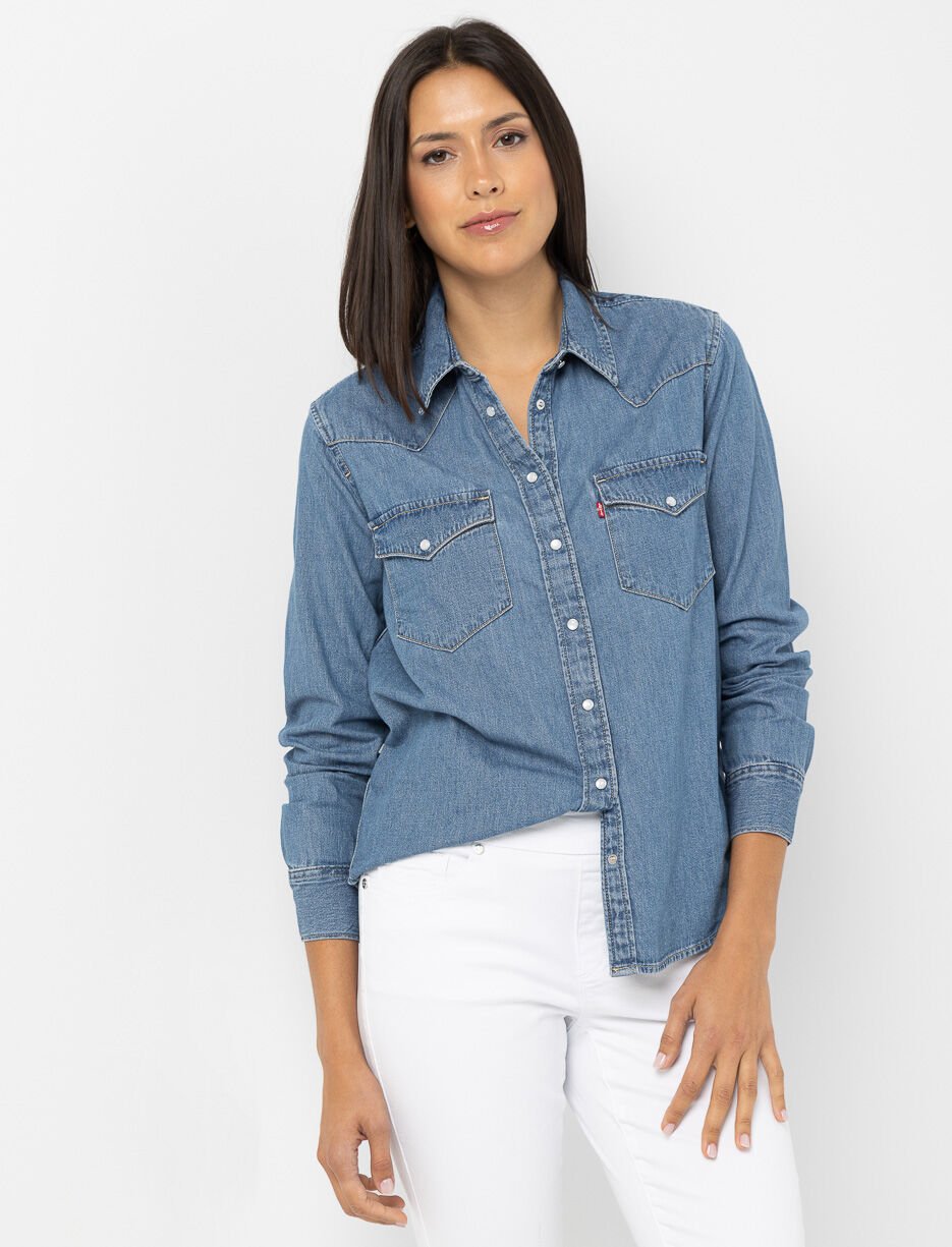 Chemise en denim à poches