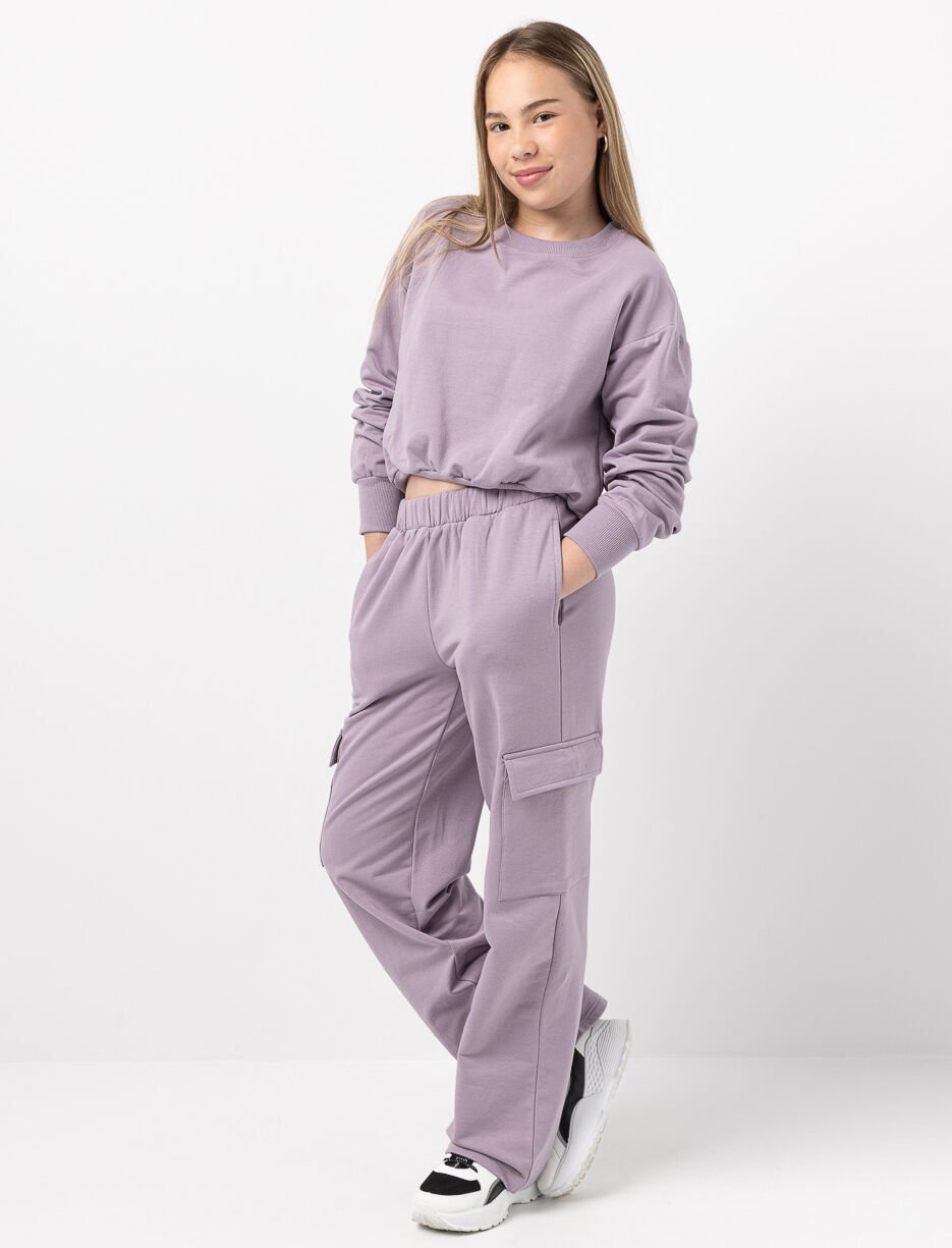 Wide-leg Fleece Cargo Pants