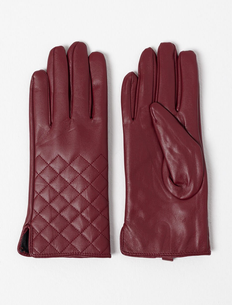 Gants en faux cuir matelassé