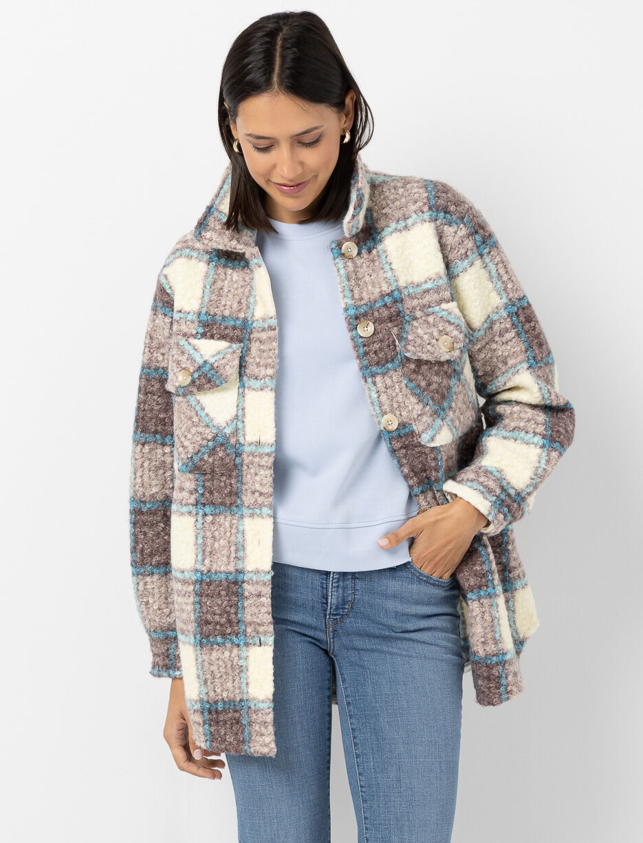 Veste-chemise carreautée à poches