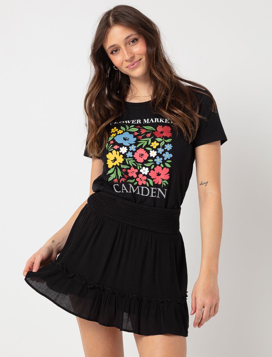 Jupe unie à volants