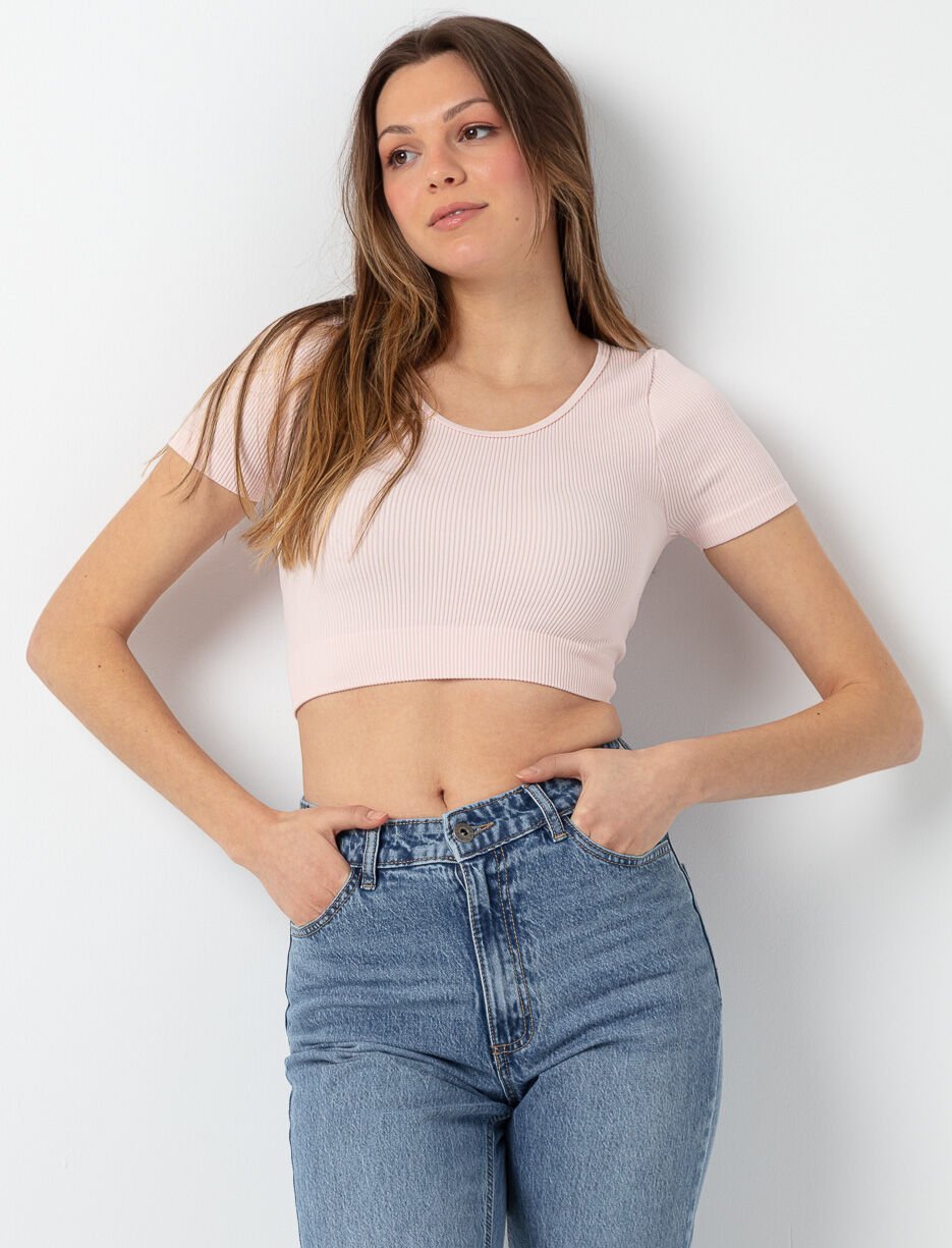 Ribbed Cropped T-shirt
