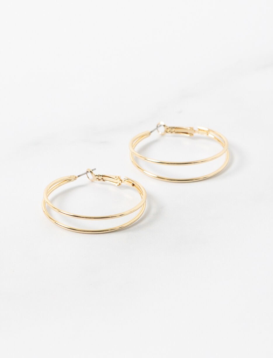 Boucles d'oreilles anneaux doubles argentées