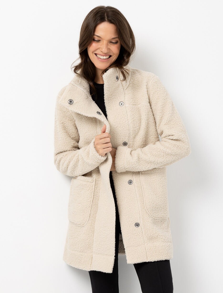 Bouclé Mid-season Jacket with Stand Collar Bouclé Mid-season Jacket with Stand Collar