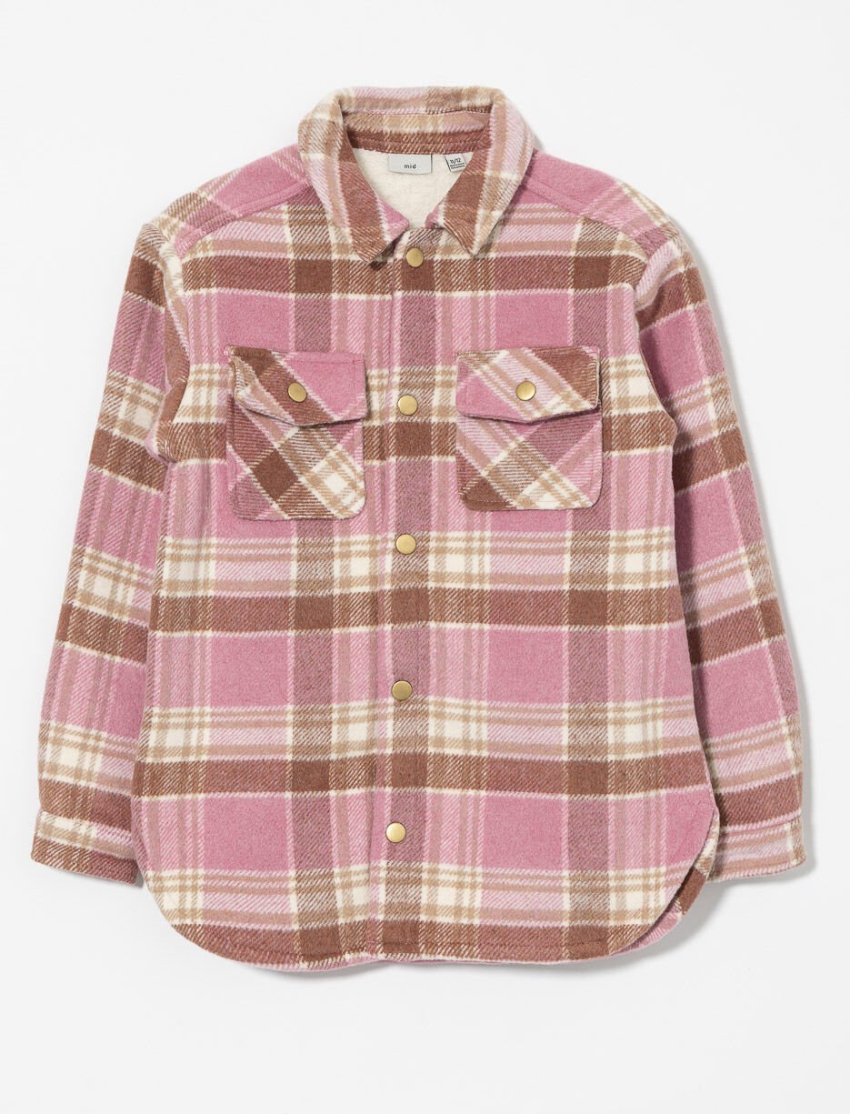 Veste-chemise à carreaux doublée - ado fille