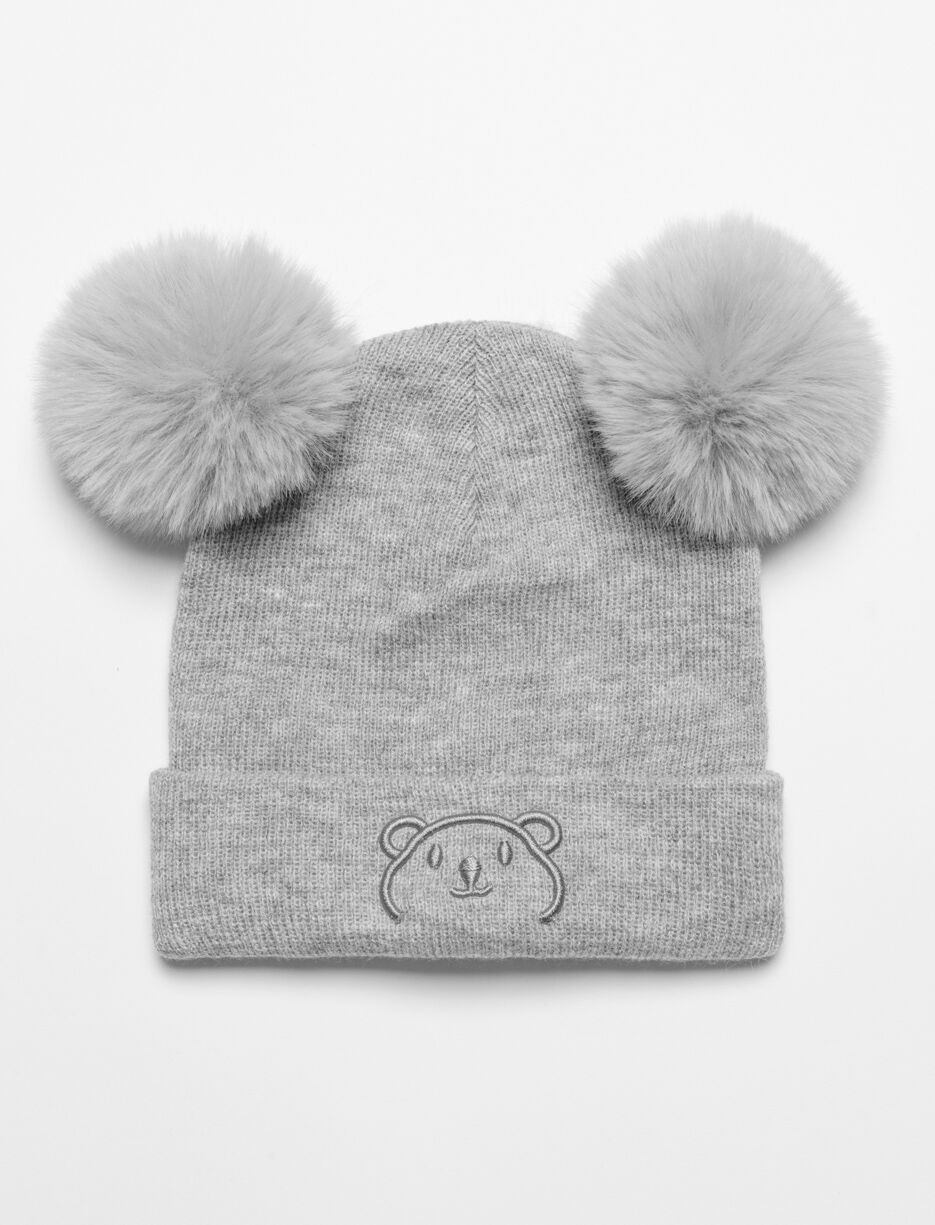 Tuque &agrave; pompons et broderie - b&eacute;b&eacute;