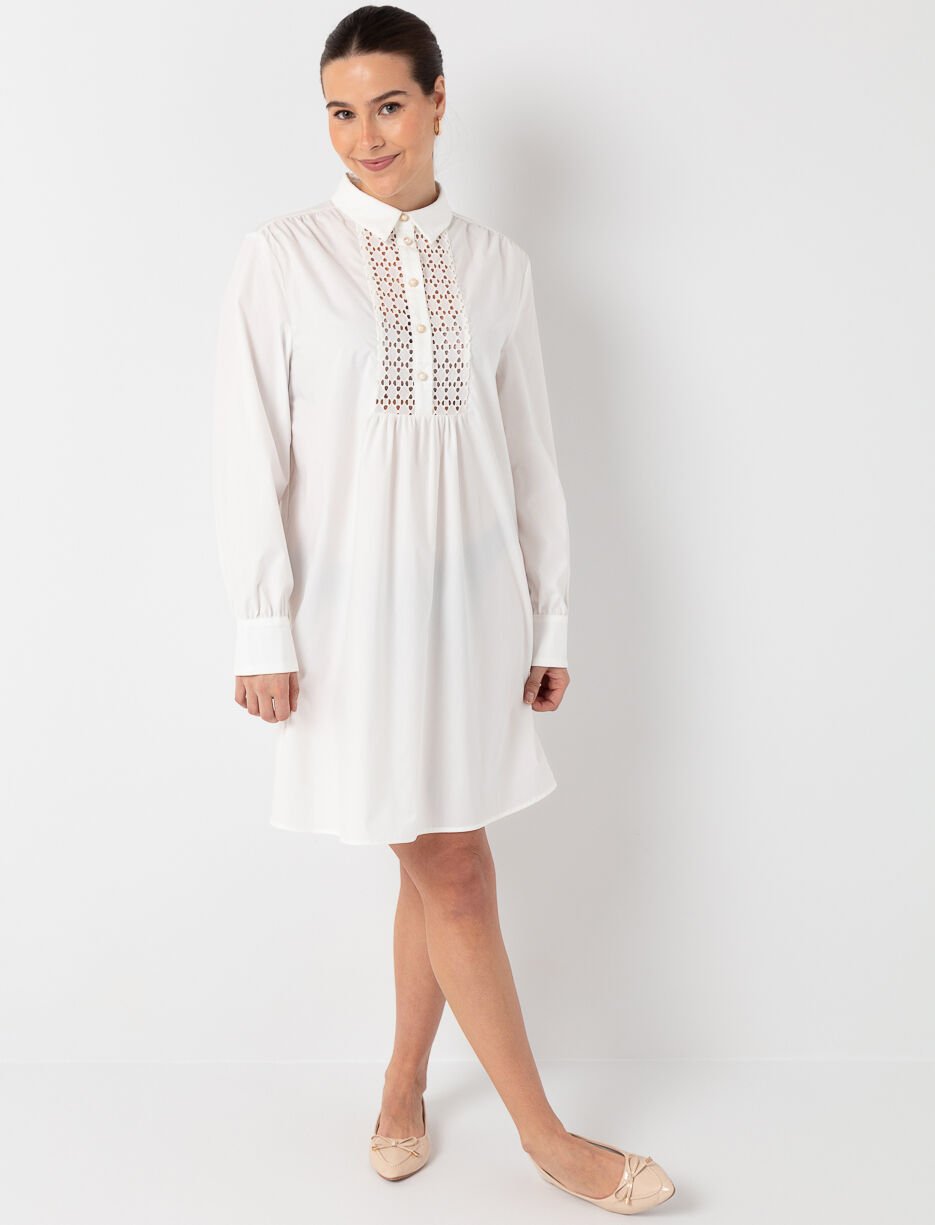 Shirt Collar Dress with Eyelet Detail