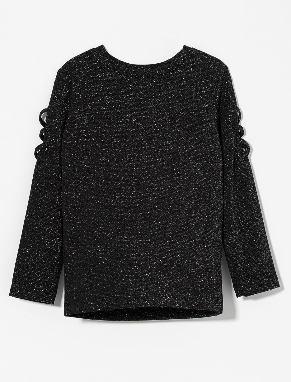 T-shirt scintillant avec découpes nouées