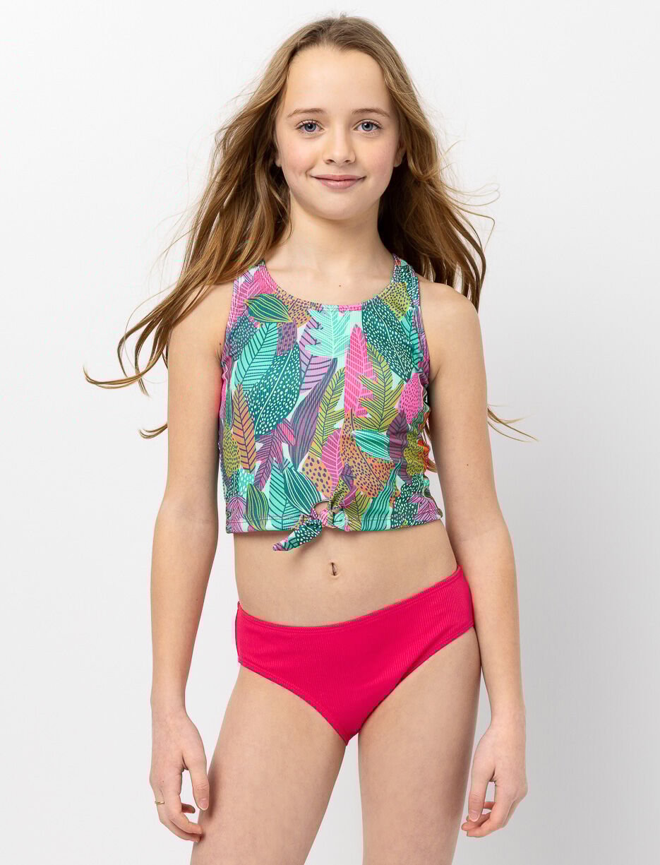 Maillot 2 pi&egrave;ces imprim&eacute; nou&eacute; &agrave; l'avant