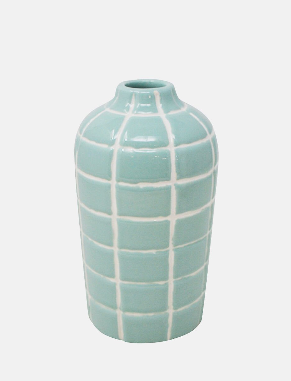 Vase en céramique à carreaux