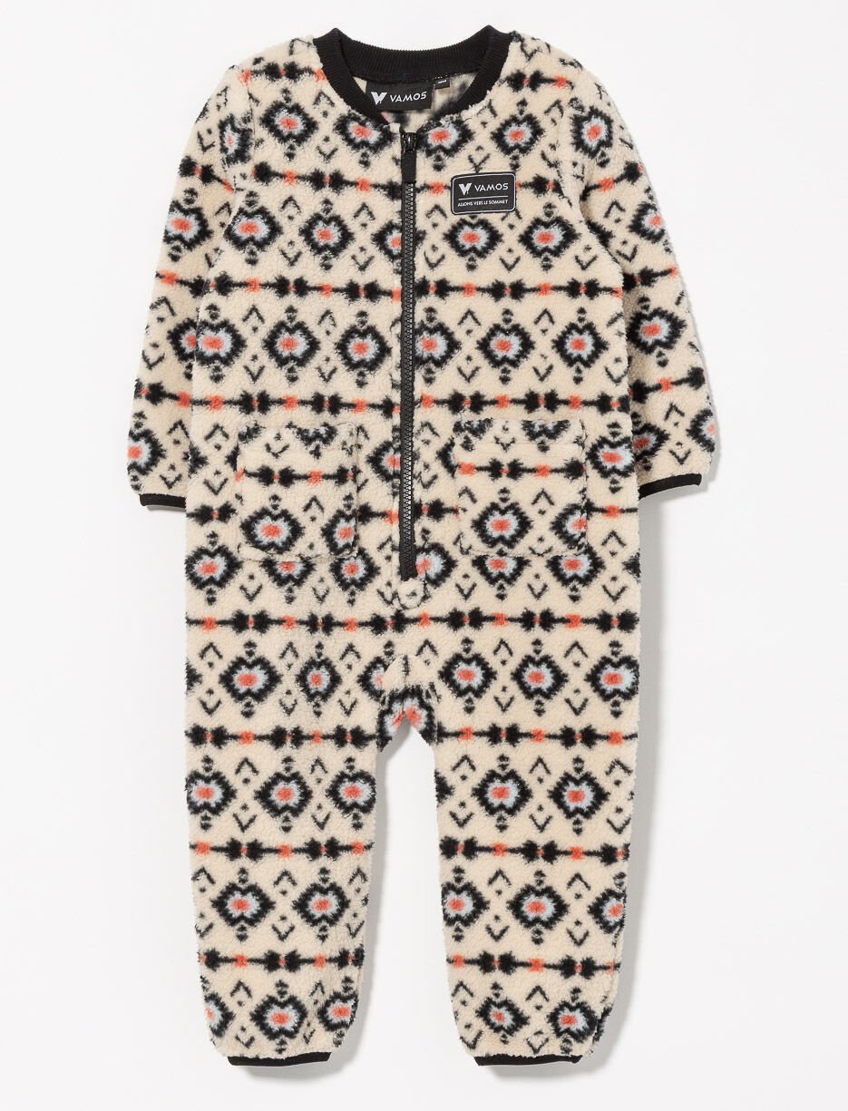 Aztec Print Sherpa Romper - Baby Girl
