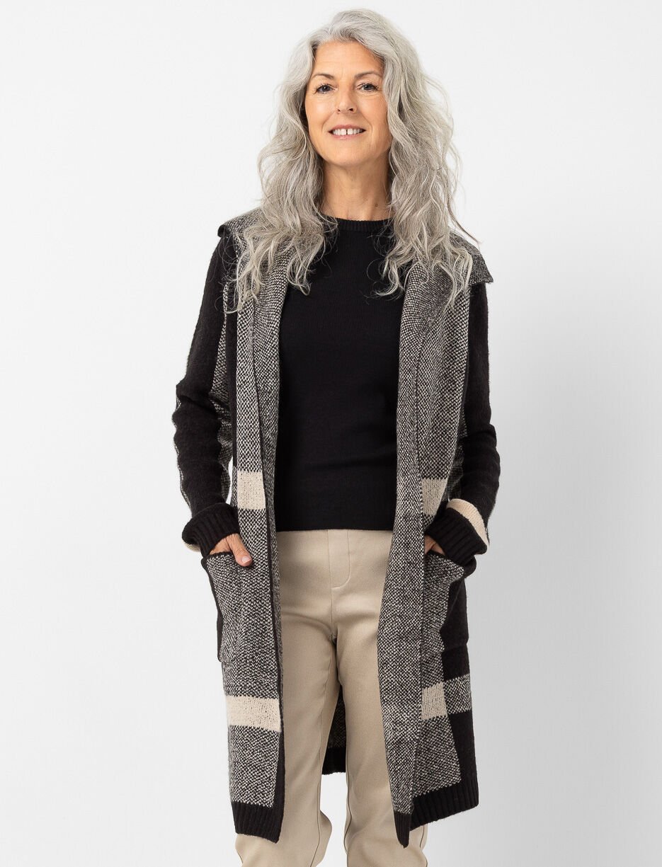 Cardigan ouvert à carreaux