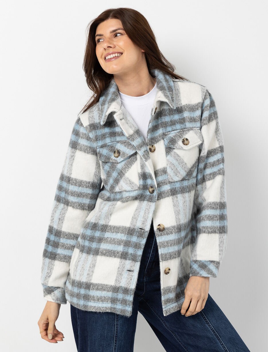 Veste-chemise à carreaux et poches