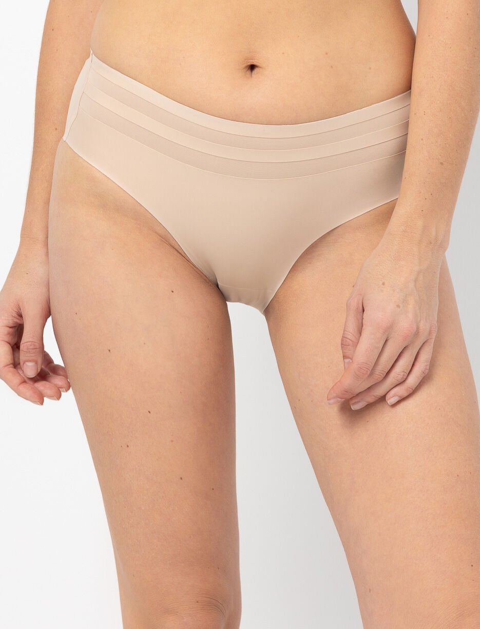 Culotte bikini sans coutures &agrave; d&eacute;tail mesh