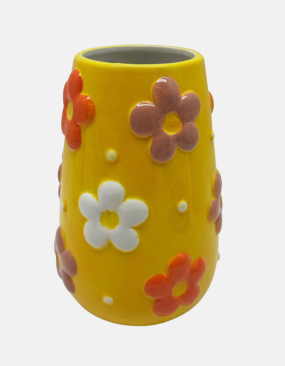 Vase en c&eacute;ramique fleuri en relief