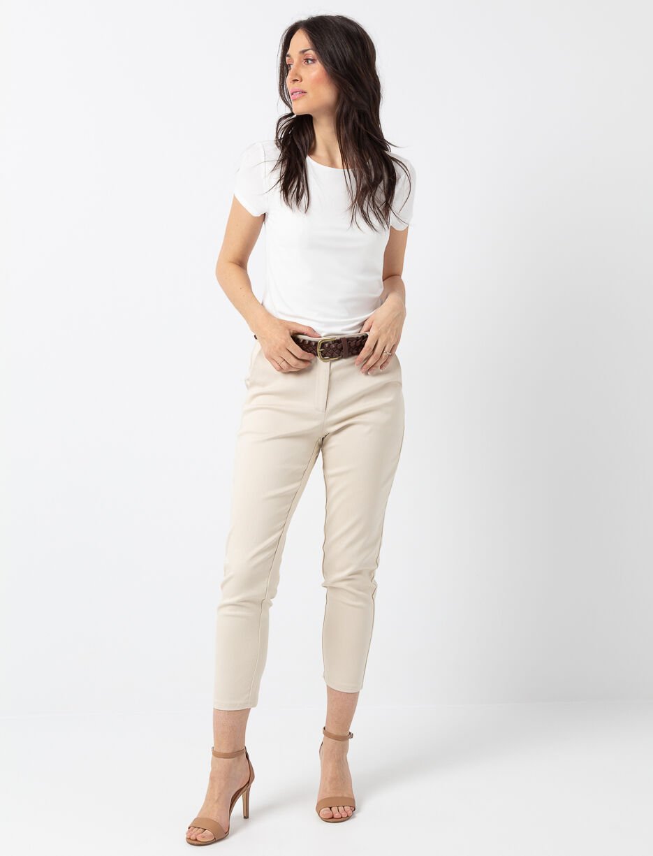 Pantalon uni à taille régulière