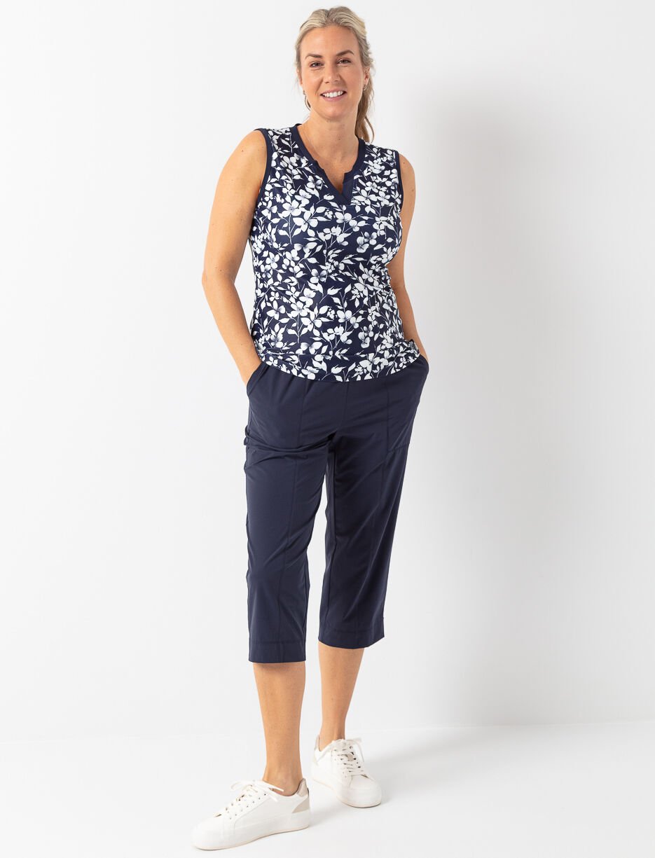 Pantalon capri à taille élastique