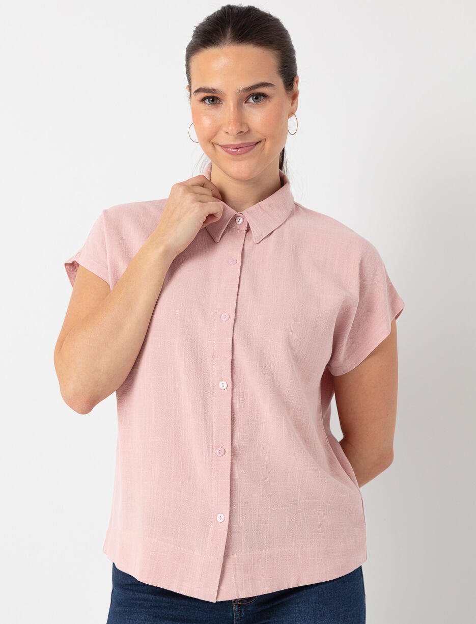 Blouse unie à col chemisier