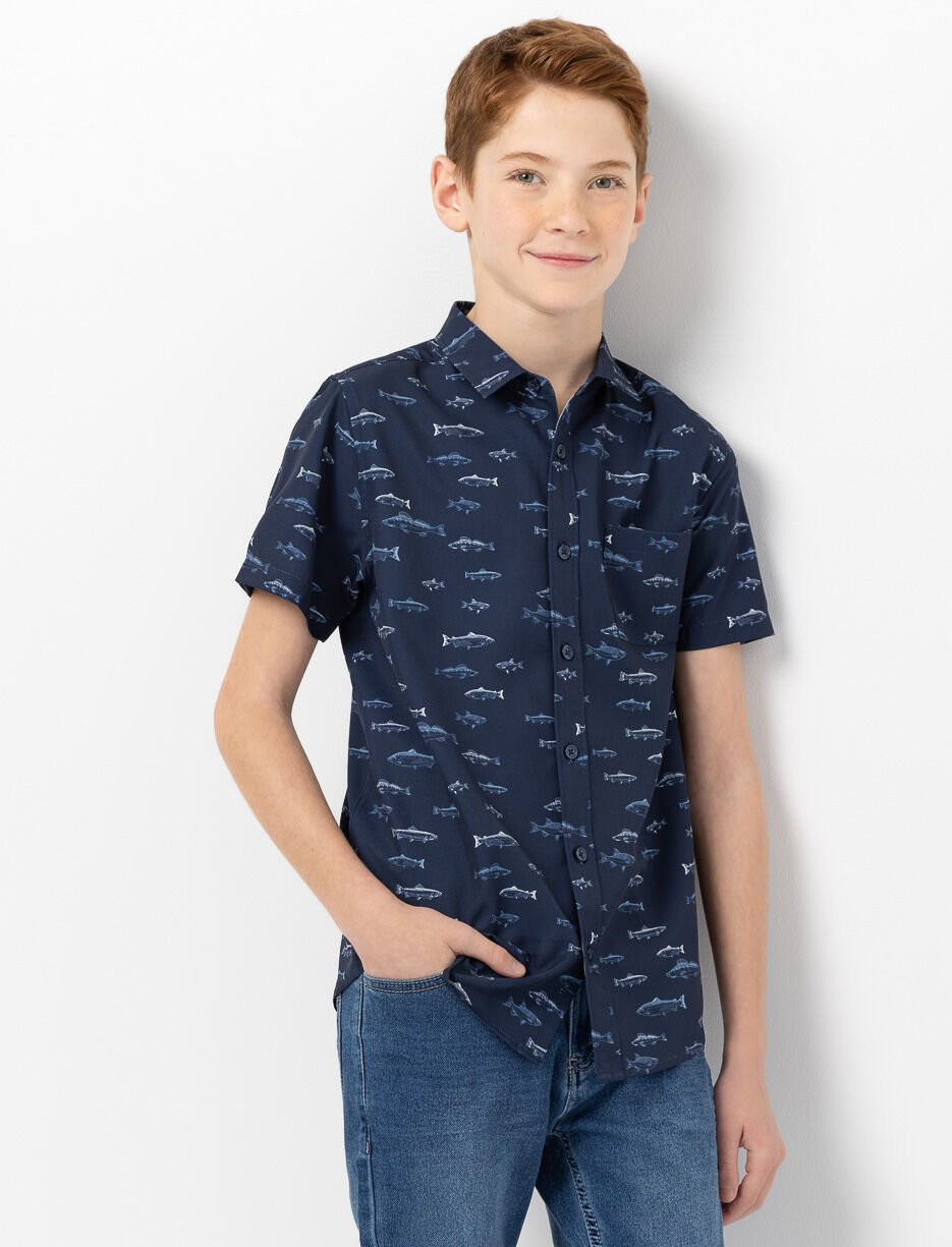 Fish Print Pocket Shirt