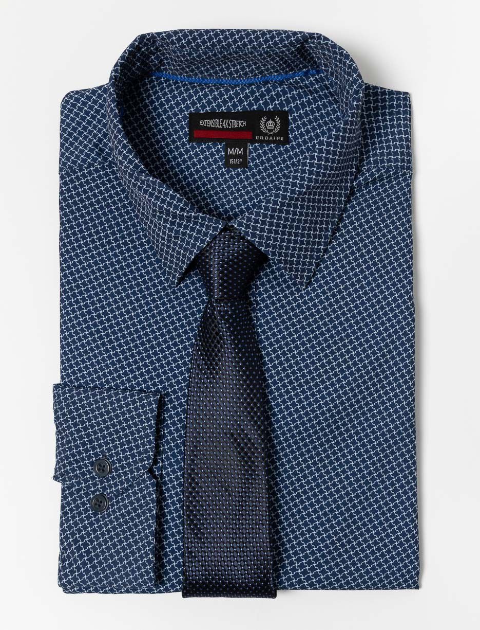 Chemise à motif avec cravate assortie