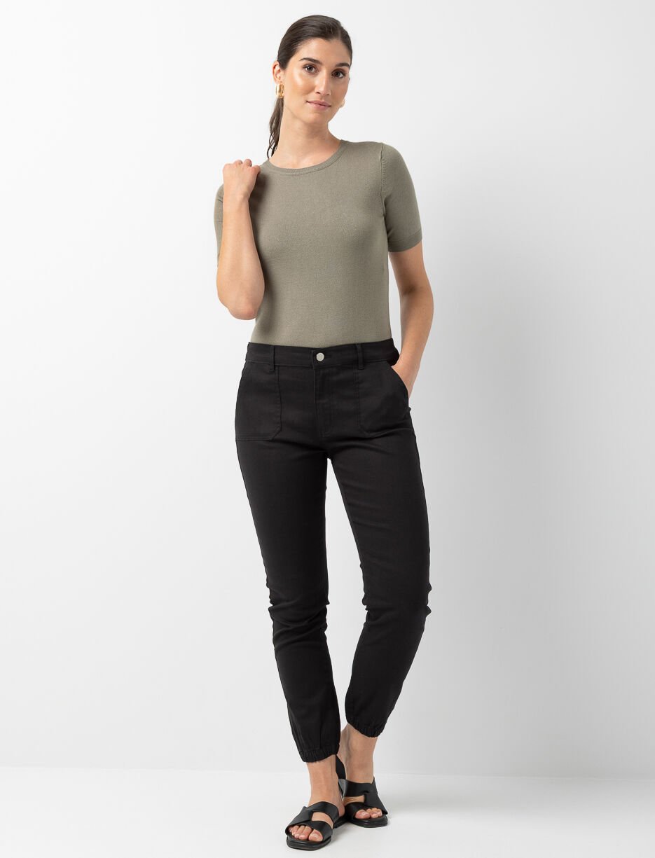 Pantalon cargo à bas élastique